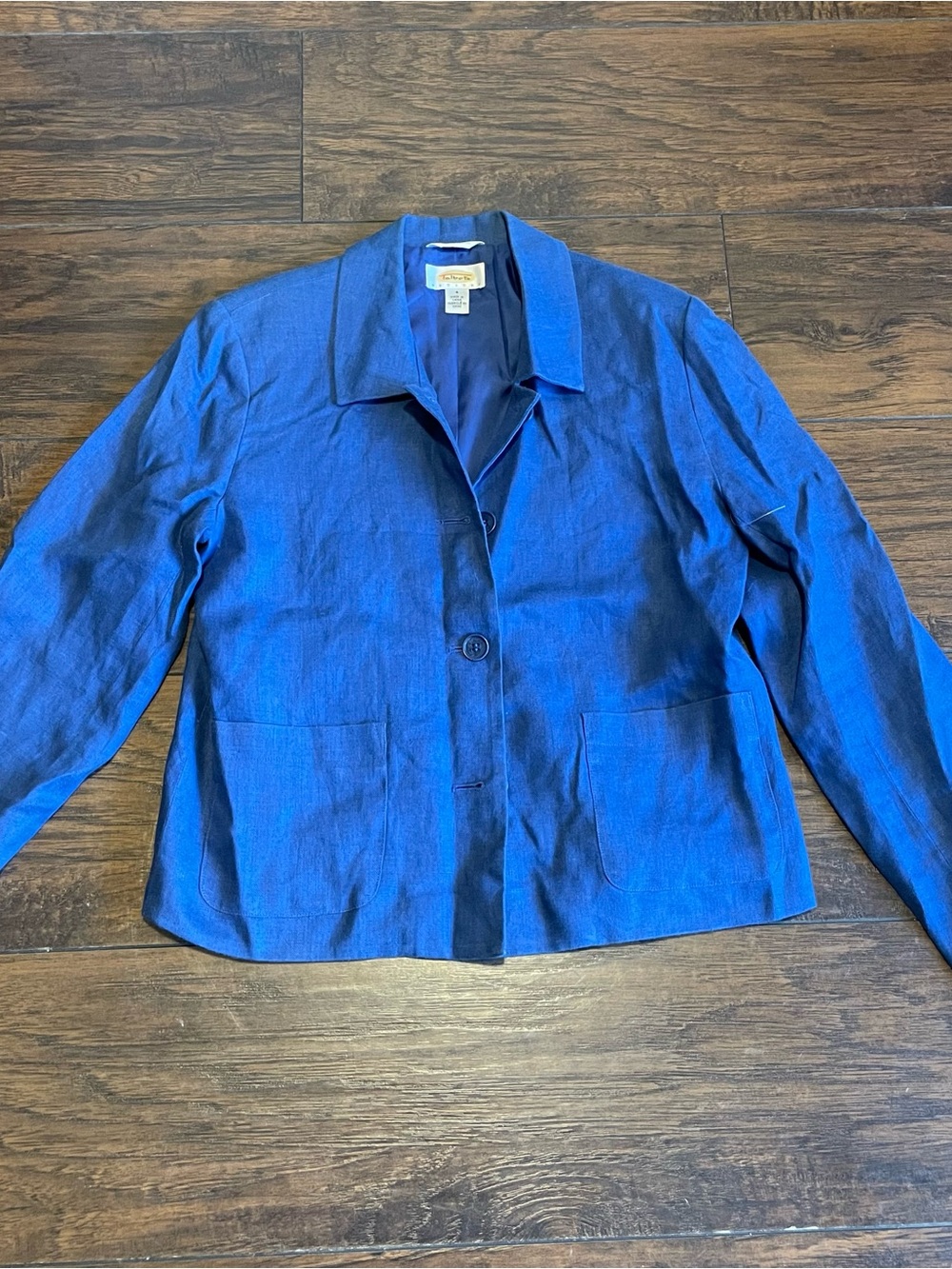 Talbots Linen Cobalt Blue Single-Button Blazer